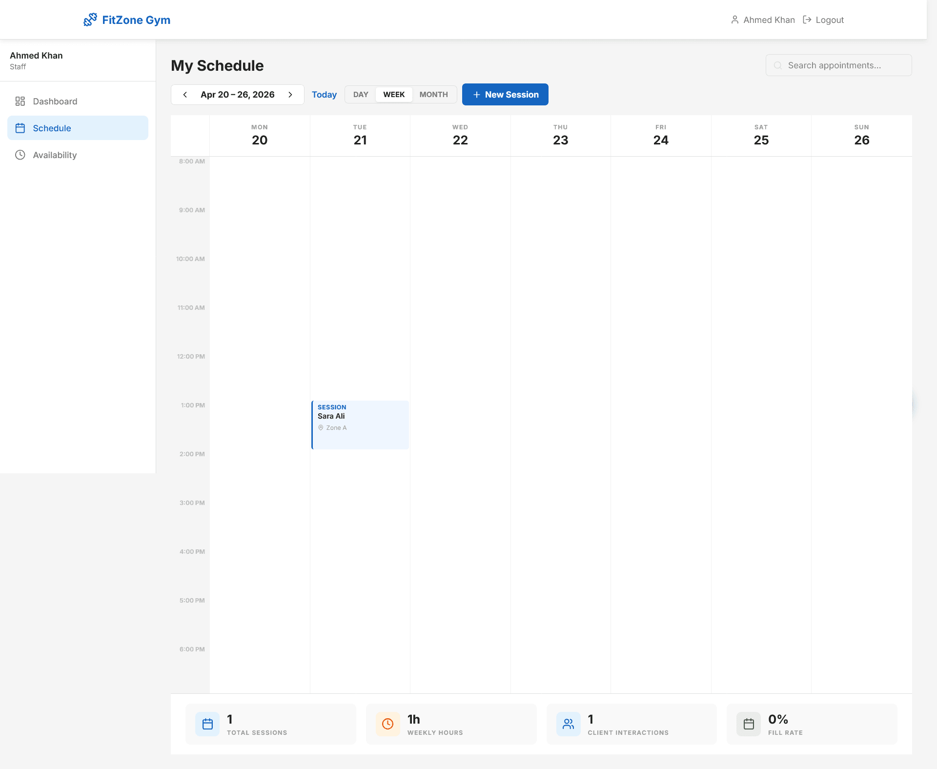 Admin Bookings Table