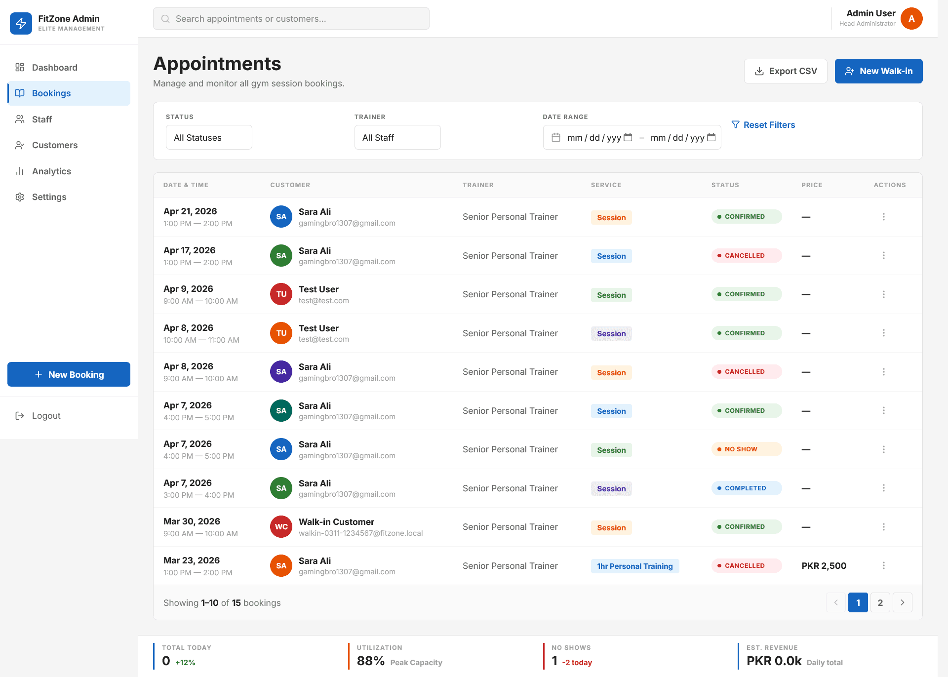 Customer — My Appointments